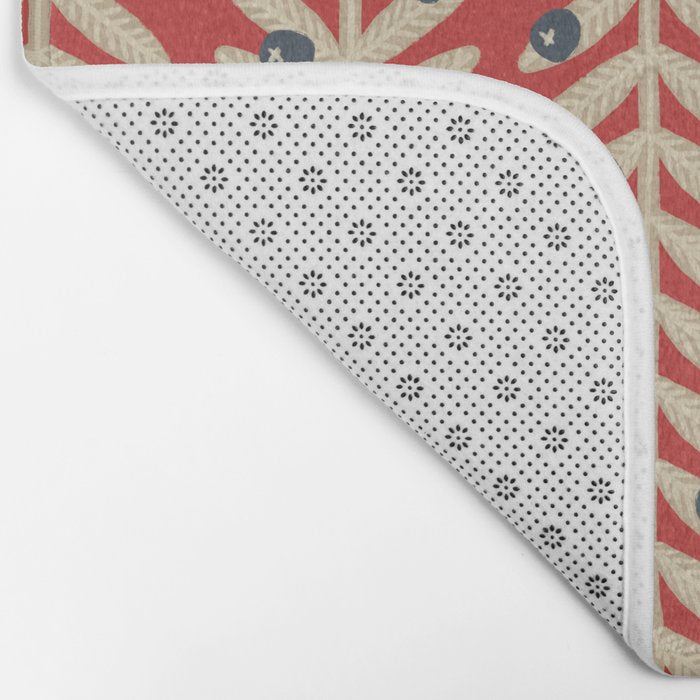 Festive Berries / Red, Beige & Blue Bath Mat Gallery Image 2