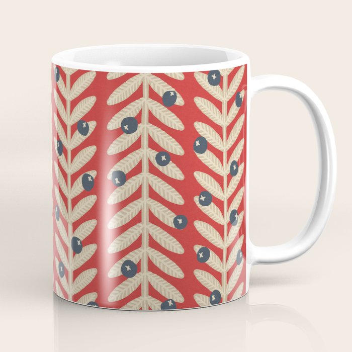 Festive Berries / Red, Beige & Blue Coffee Mug Gallery Image 1