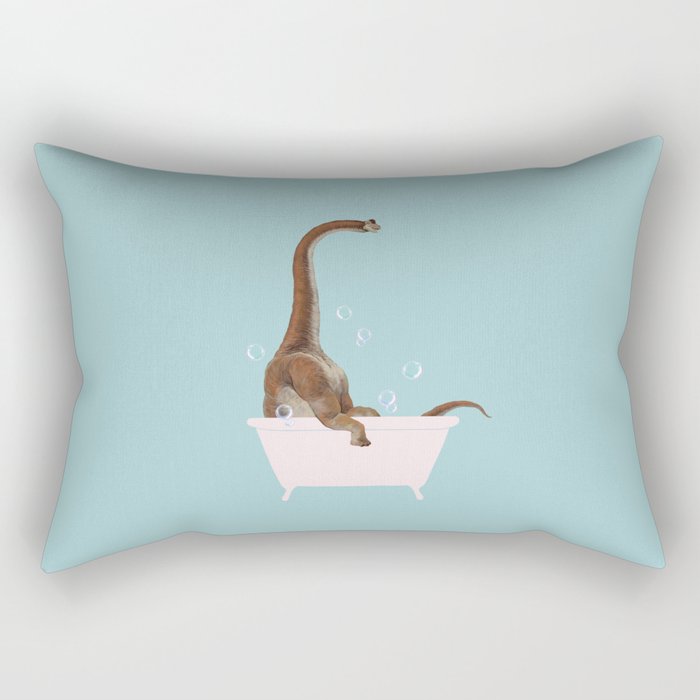 Brachiosaurus in Bathtub Rectangular Pillow Gallery Image 1