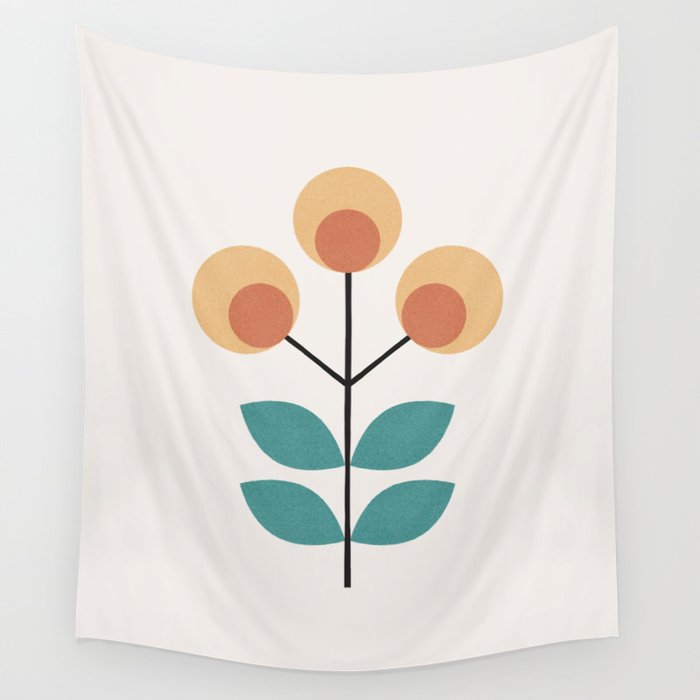 Retro Flower 1-1 Wall Tapestry Gallery Image 1