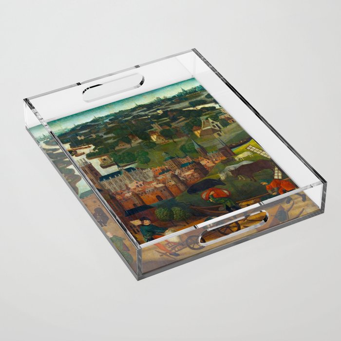 The Saint Elizabethâs Day Flood (c. 1490 - c. 1495) by Master of the St Elizabeth Panels  Acrylic Tray Gallery Image 1