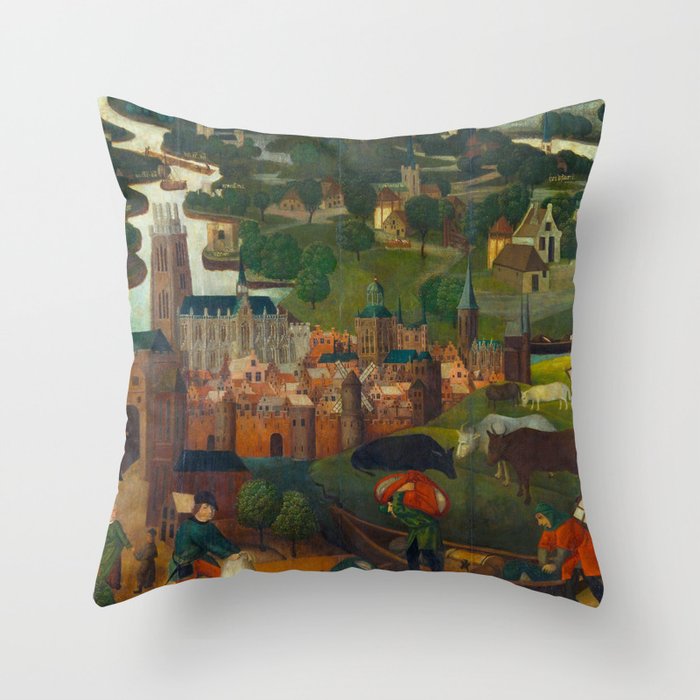 The Saint Elizabethâs Day Flood (c. 1490 - c. 1495) by Master of the St Elizabeth Panels  Throw Pillow Gallery Image 6