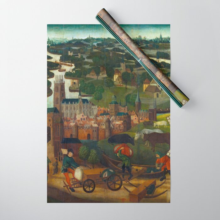 The Saint Elizabethâs Day Flood (c. 1490 - c. 1495) by Master of the St Elizabeth Panels  Wrapping Paper Gallery Image 1