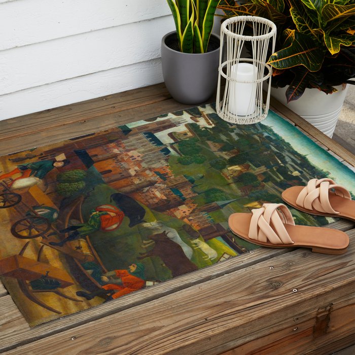 The Saint Elizabethâs Day Flood (c. 1490 - c. 1495) by Master of the St Elizabeth Panels  Outdoor Rug Gallery Image 2