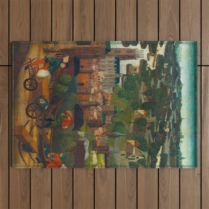 The Saint Elizabethâs Day Flood (c. 1490 - c. 1495) by Master of the St Elizabeth Panels  Outdoor Rug Gallery Image 1