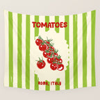 Green Retro Stripes Tomatoes Wall Tapestry Gallery Image 4