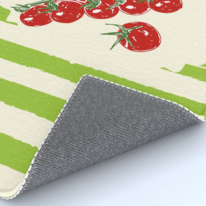 Green Retro Stripes Tomatoes Rug Gallery Image 4