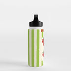Green Retro Stripes Tomatoes Water Bottle Gallery Image 3