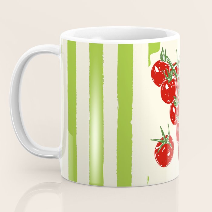 Green Retro Stripes Tomatoes Coffee Mug Gallery Image 3