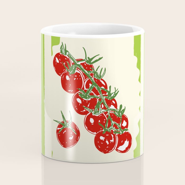 Green Retro Stripes Tomatoes Coffee Mug Gallery Image 4