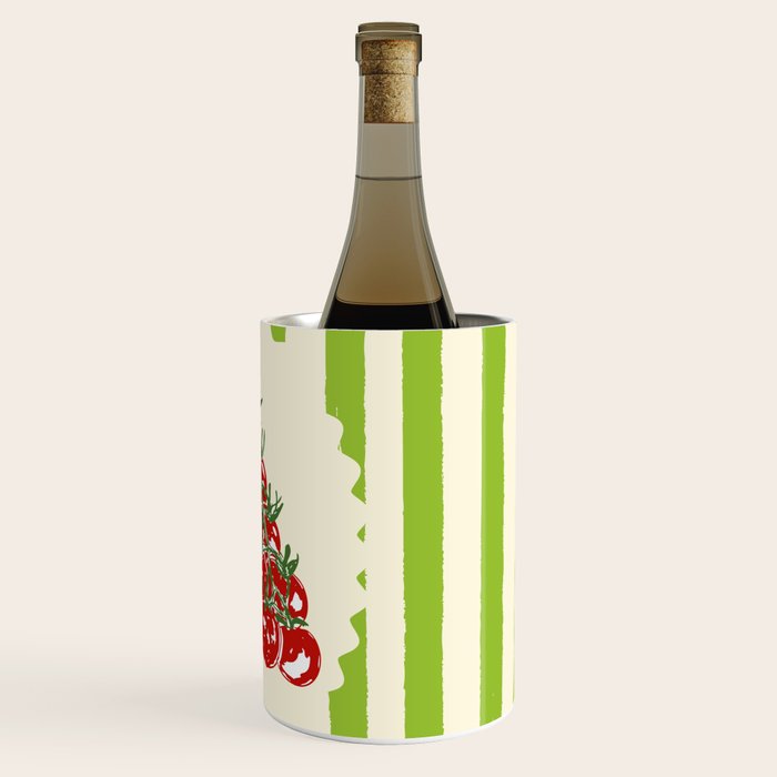 Green Retro Stripes Tomatoes Wine Chiller Gallery Image 3
