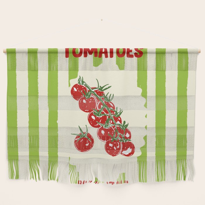 Green Retro Stripes Tomatoes Wall Hanging Gallery Image 1