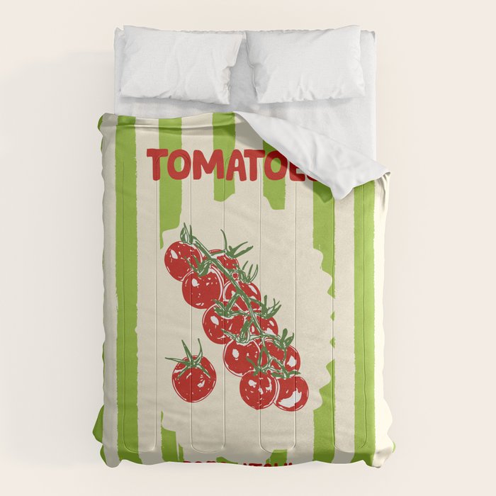 Green Retro Stripes Tomatoes Comforter Gallery Image 1