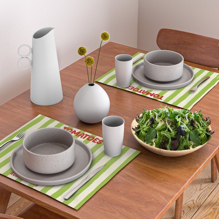 Green Retro Stripes Tomatoes Placemat Gallery Image 2