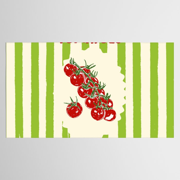 Green Retro Stripes Tomatoes Tablecloth Gallery Image 2