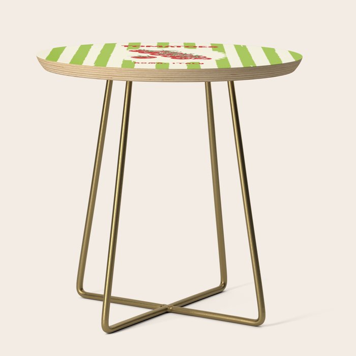 Green Retro Stripes Tomatoes Side Table Gallery Image 1