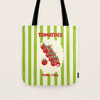 Green Retro Stripes Tomatoes Tote Bag Gallery Image 1