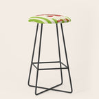 Green Retro Stripes Tomatoes Stool Gallery Image 1