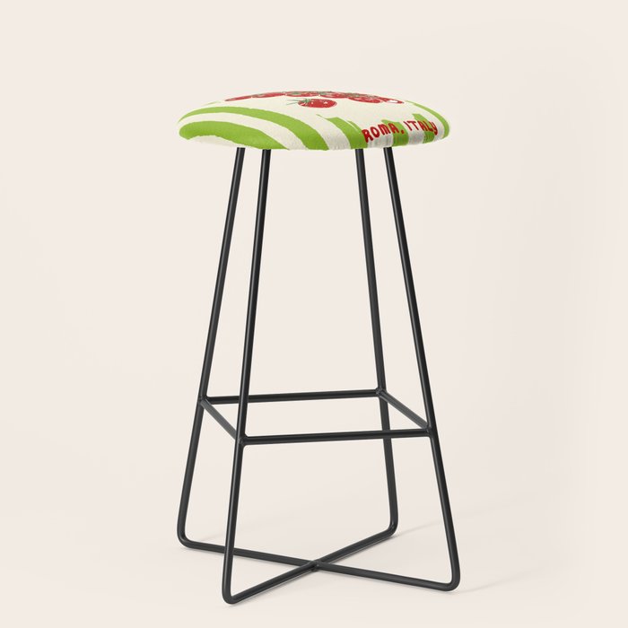 Green Retro Stripes Tomatoes Stool Gallery Image 1