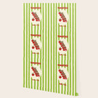 Green Retro Stripes Tomatoes Wallpaper Gallery Image 2