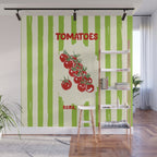 Green Retro Stripes Tomatoes Wall Mural Gallery Image 1