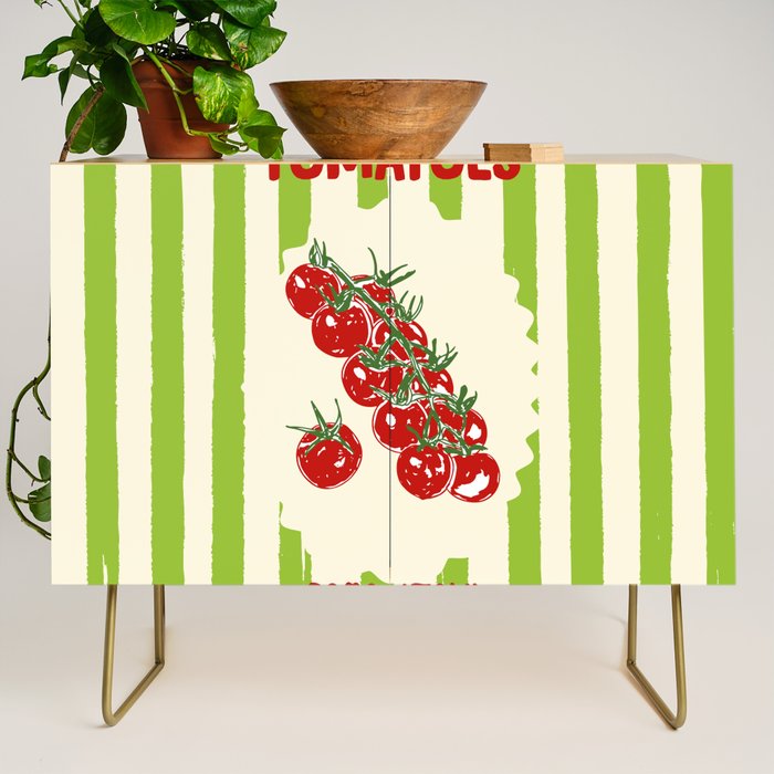 Green Retro Stripes Tomatoes Credenza Gallery Image 1