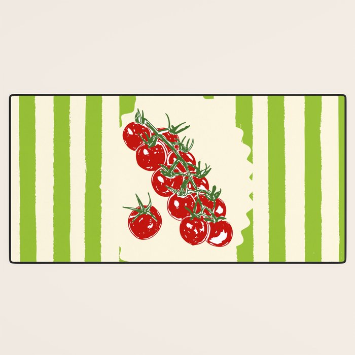 Green Retro Stripes Tomatoes Desk Mat Gallery Image 3