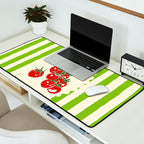 Green Retro Stripes Tomatoes Desk Mat Gallery Image 2