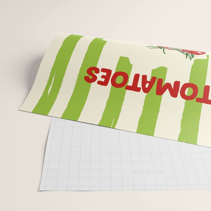 Green Retro Stripes Tomatoes Wrapping Paper Gallery Image 2