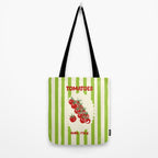 Green Retro Stripes Tomatoes Tote Bag Gallery Image 2