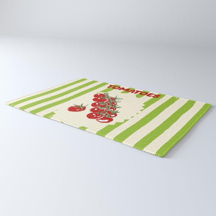 Green Retro Stripes Tomatoes Rug Gallery Image 3