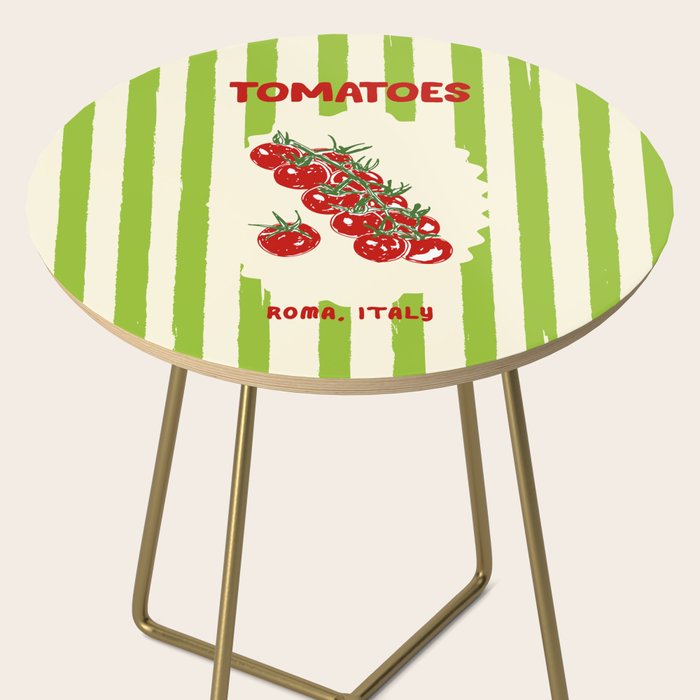 Green Retro Stripes Tomatoes Side Table Gallery Image 2