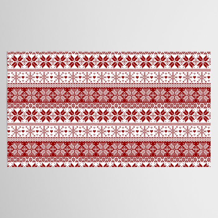 Red Winter Fair Isle Pattern Tablecloth Gallery Image 2