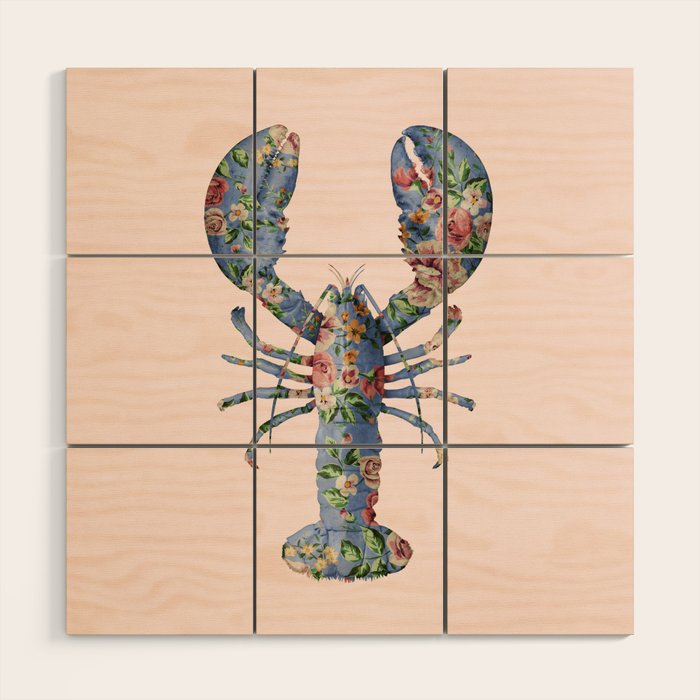 FLORAL LOBSTER Wood Wall Art Gallery Image 1