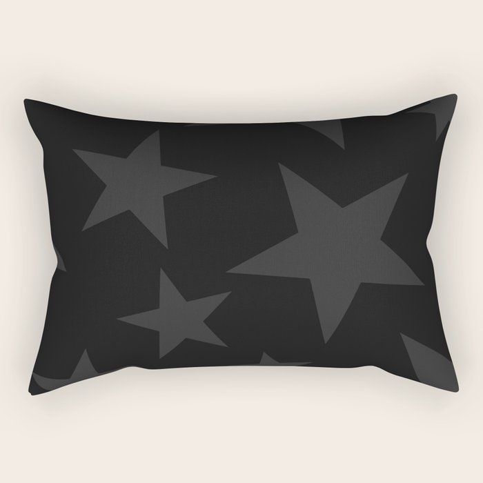 Stealth Grey and Jet Black Big Ol' Stars Rectangular Pillow Gallery Image 2