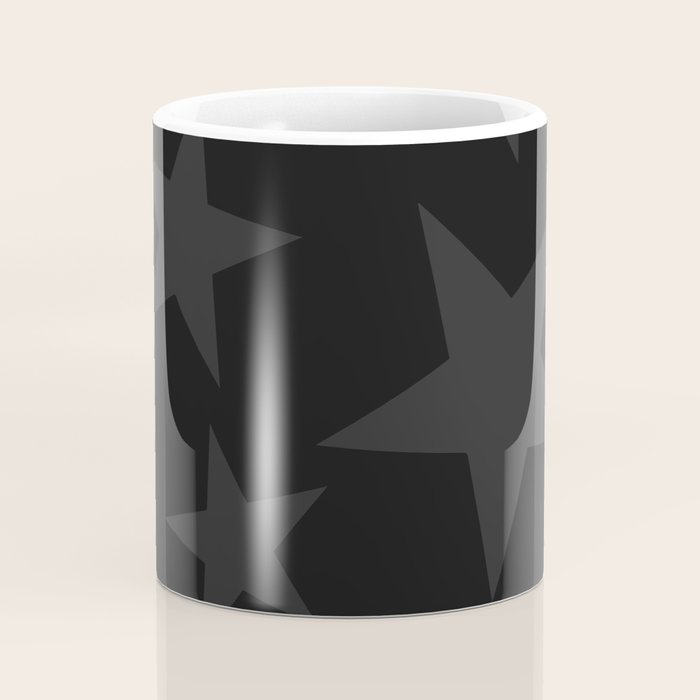 Stealth Grey and Jet Black Big Ol' Stars Coffee Mug Gallery Image 4