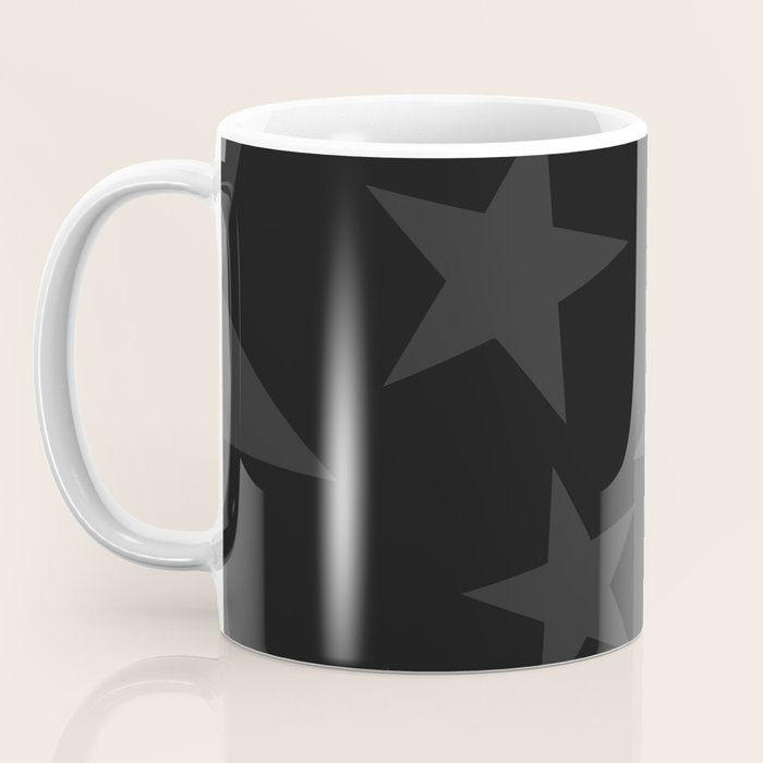 Stealth Grey and Jet Black Big Ol' Stars Coffee Mug Gallery Image 3