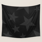 Stealth Grey and Jet Black Big Ol' Stars Wall Tapestry Gallery Image 4