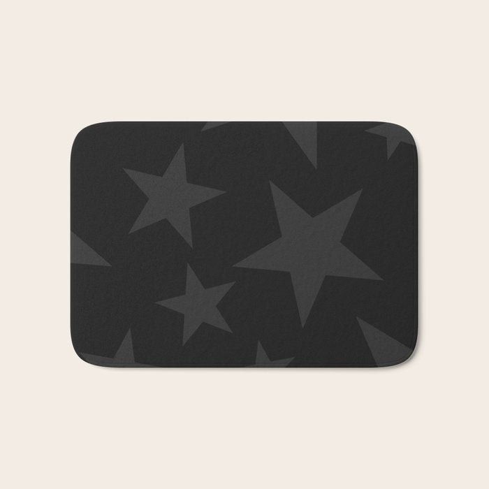 Stealth Grey and Jet Black Big Ol' Stars Bath Mat Gallery Image 1