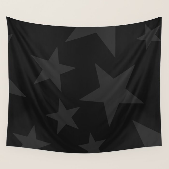 Stealth Grey and Jet Black Big Ol' Stars Wall Tapestry Gallery Image 1