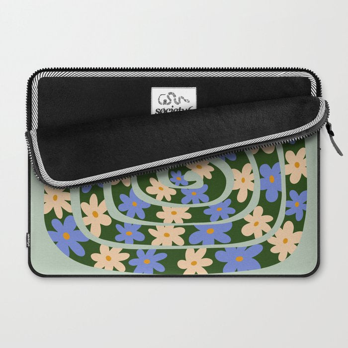 Flower Snake - Green, Blue and Off White Laptop Sleeve Gallery Image 2