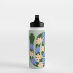 Flower Snake - Green, Blue and Off White Water Bottle Gallery Image 3