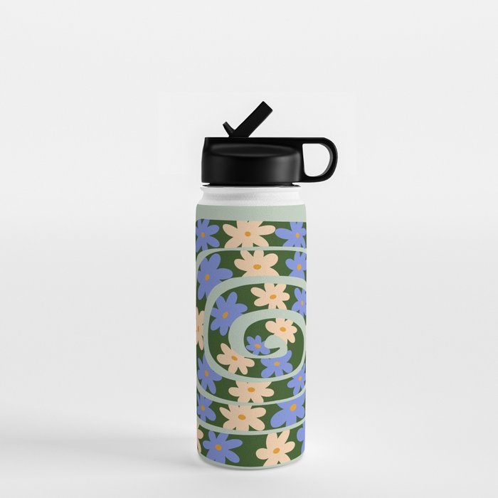 Flower Snake - Green, Blue and Off White Water Bottle Gallery Image 1