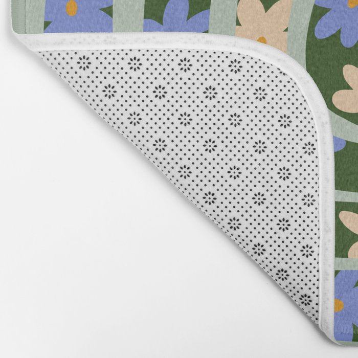 Flower Snake - Green, Blue and Off White Bath Mat Gallery Image 2