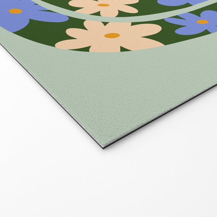 Flower Snake - Green, Blue and Off White Welcome Mat Gallery Image 2