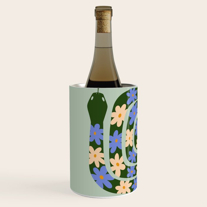 Flower Snake - Green, Blue and Off White Wine Chiller Gallery Image 2