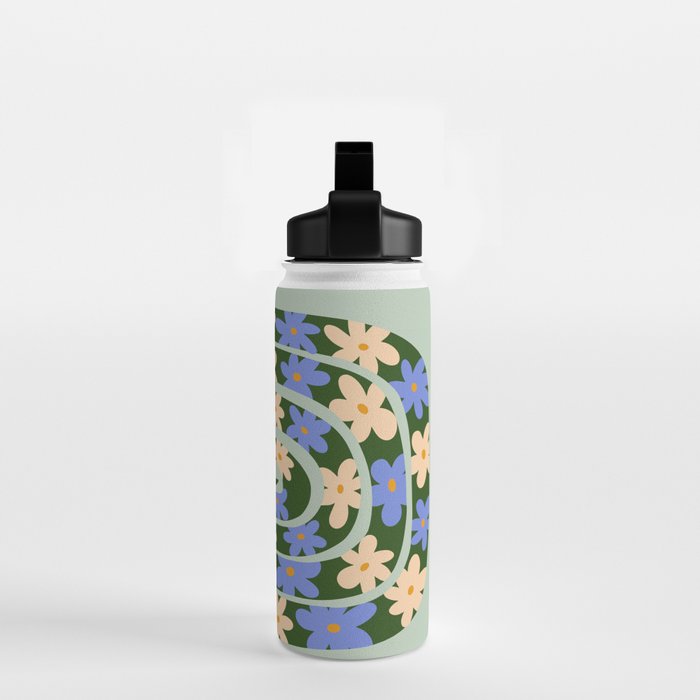 Flower Snake - Green, Blue and Off White Water Bottle Gallery Image 2