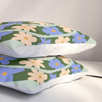 Flower Snake - Green, Blue and Off White Pillow Sham Gallery Image 3