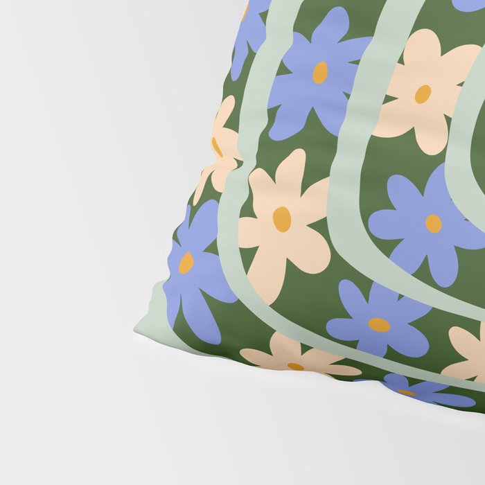 Flower Snake - Green, Blue and Off White Pillow Sham Gallery Image 4