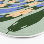 Flower Snake - Green, Blue and Off White Bath Mat Gallery Image 3